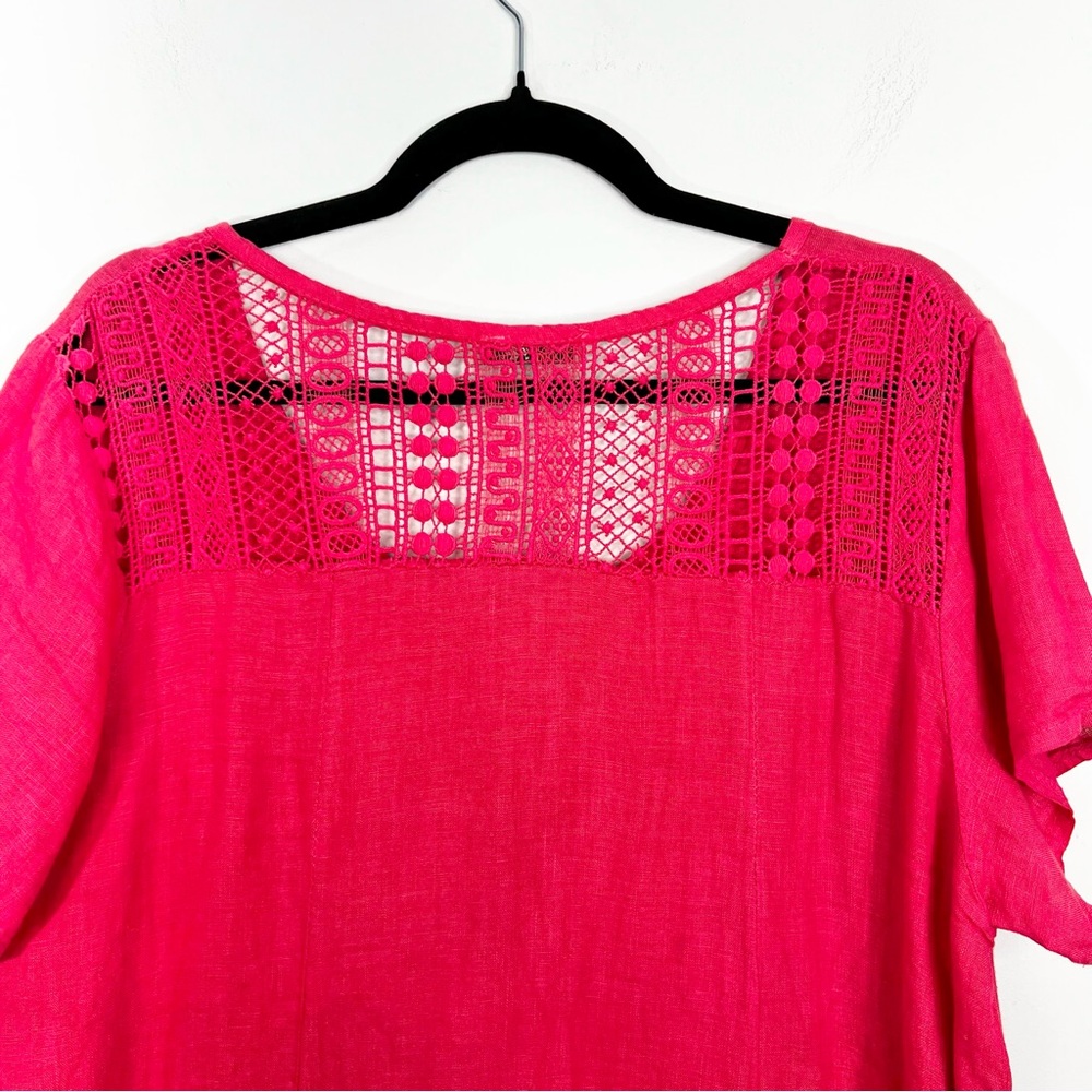 Bella pure Italian linen watermelon pink bubble hem lagenlook summer dress - Picture 6 of 15
